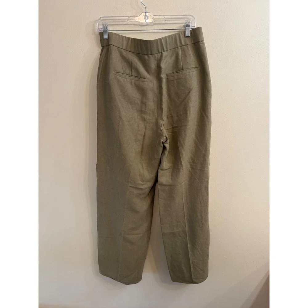 Aritzia The Limitless Pant 10 Linen Blend Khaki Wide Leg Business Casual Work
